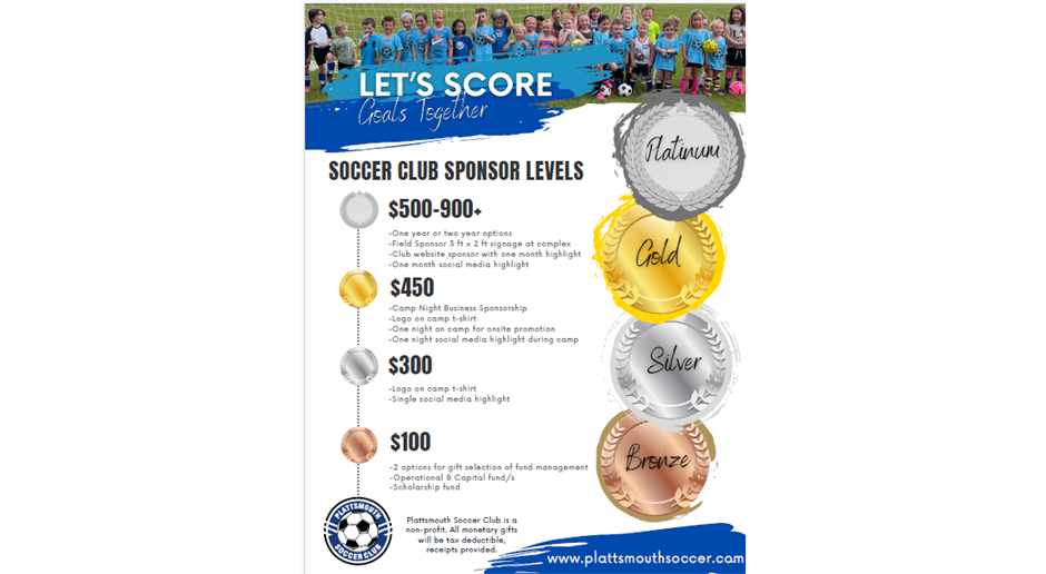 Donate TODAY, email Fundraising.PlattsmouthSoccer@gmail.com